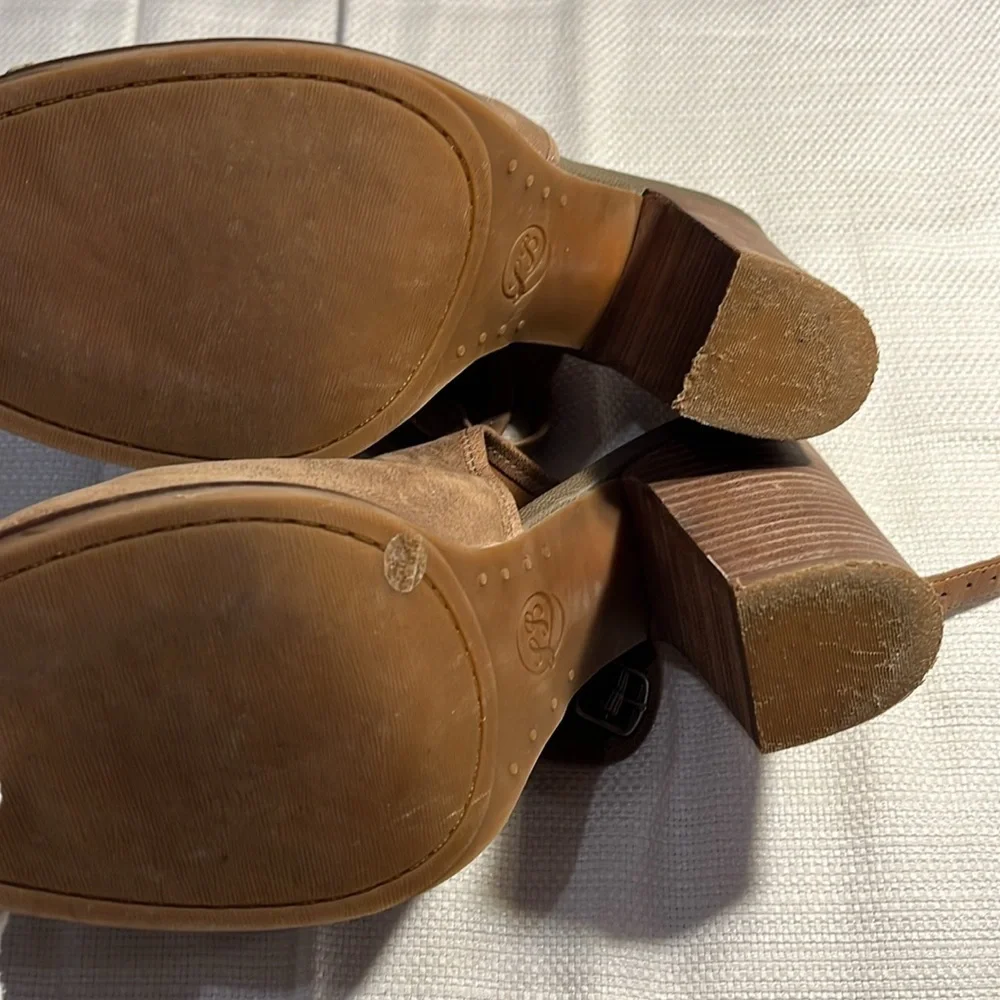 2/$30 Women's Lucky Brand Lisza Ankle Boots Booties Shoes Size 9.5 Brown Leather